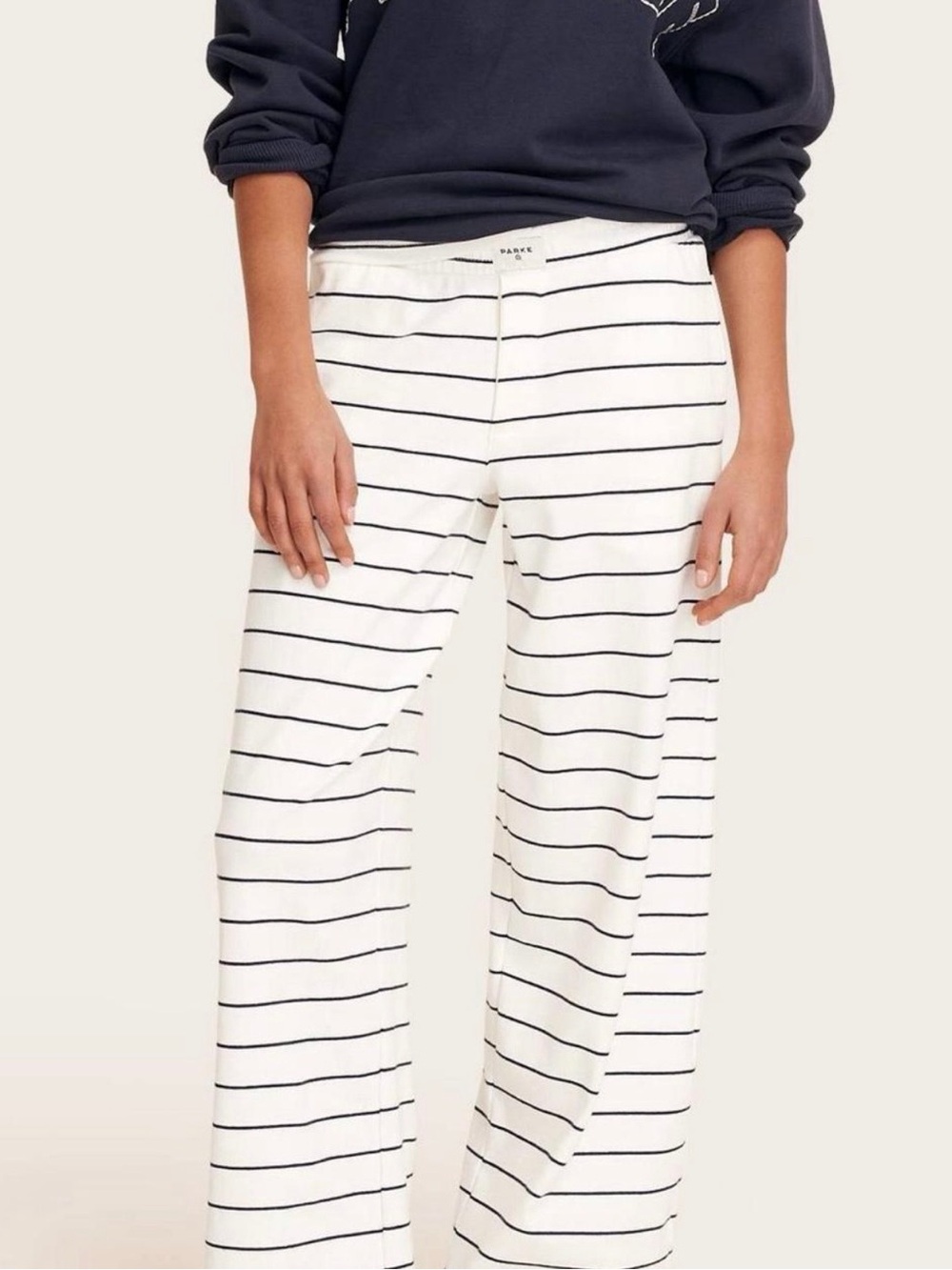 Parke x Target Striped Wide-Leg Lounge Pants - White with Navy Stripes - Picture 1 of 2